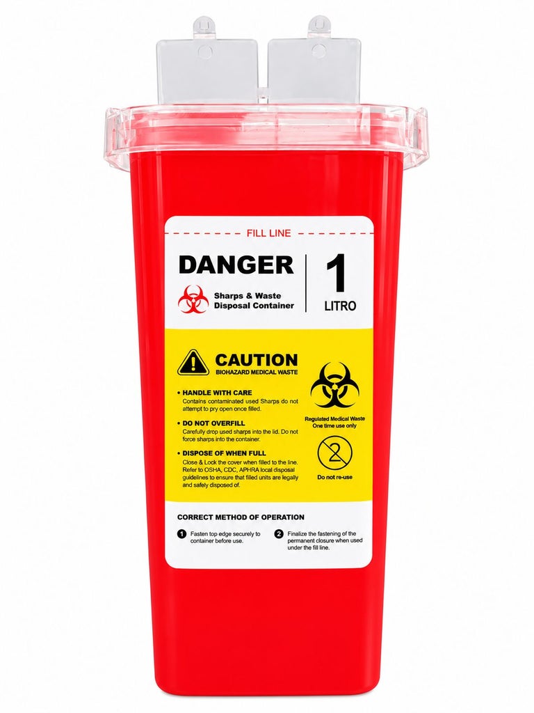 1L Sharps Container Needle Disposal Bin